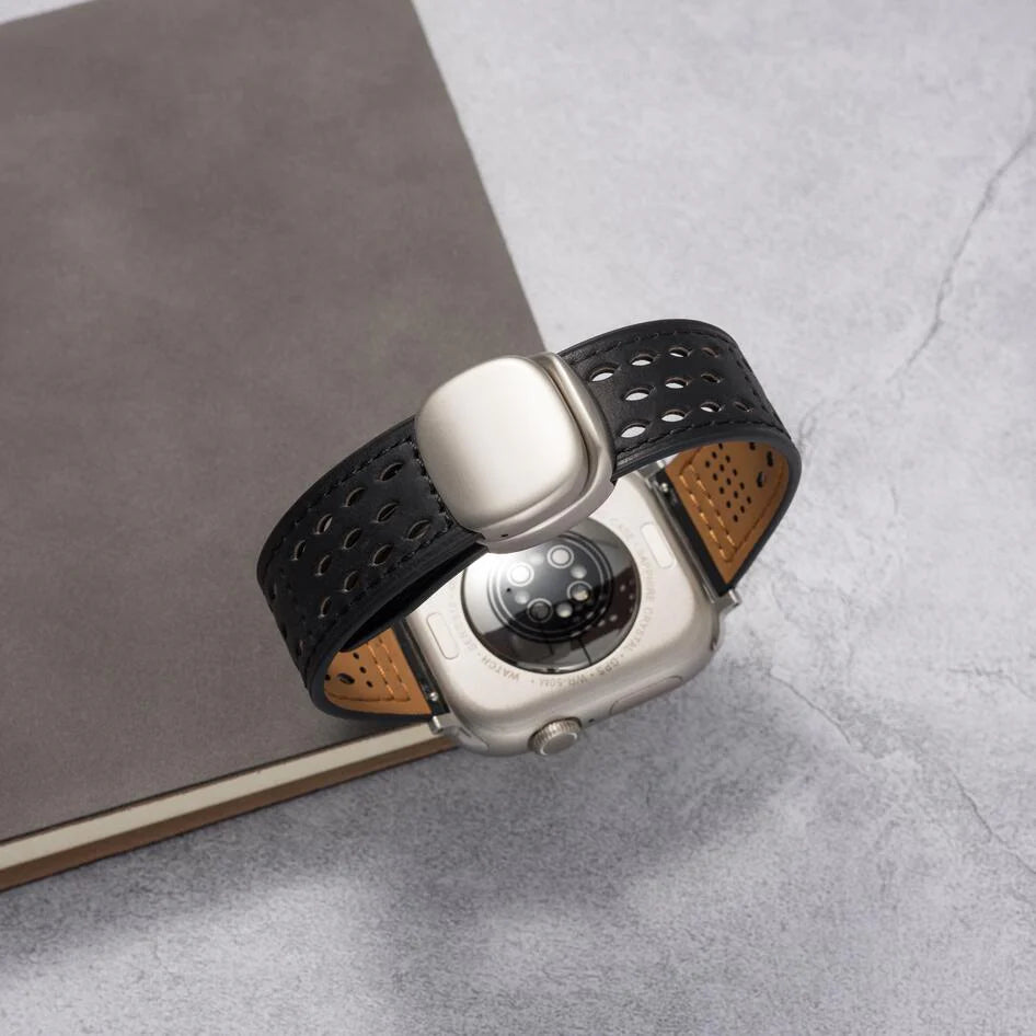 Breathable Perforated Leather Strap For Apple Watch