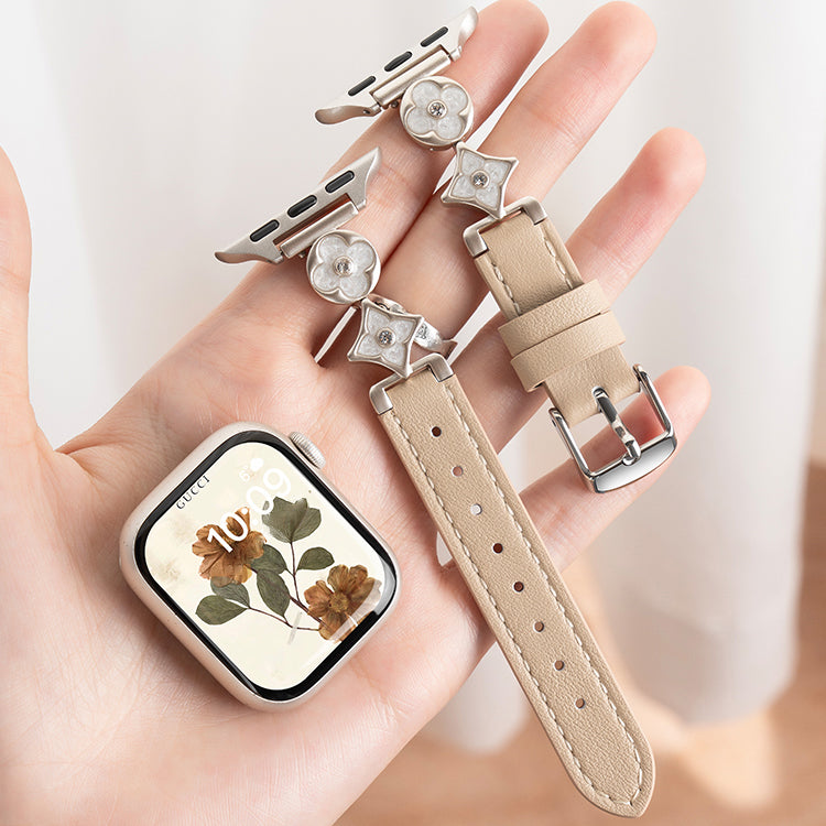 Cross Flower Leather Strap For Apple Watch