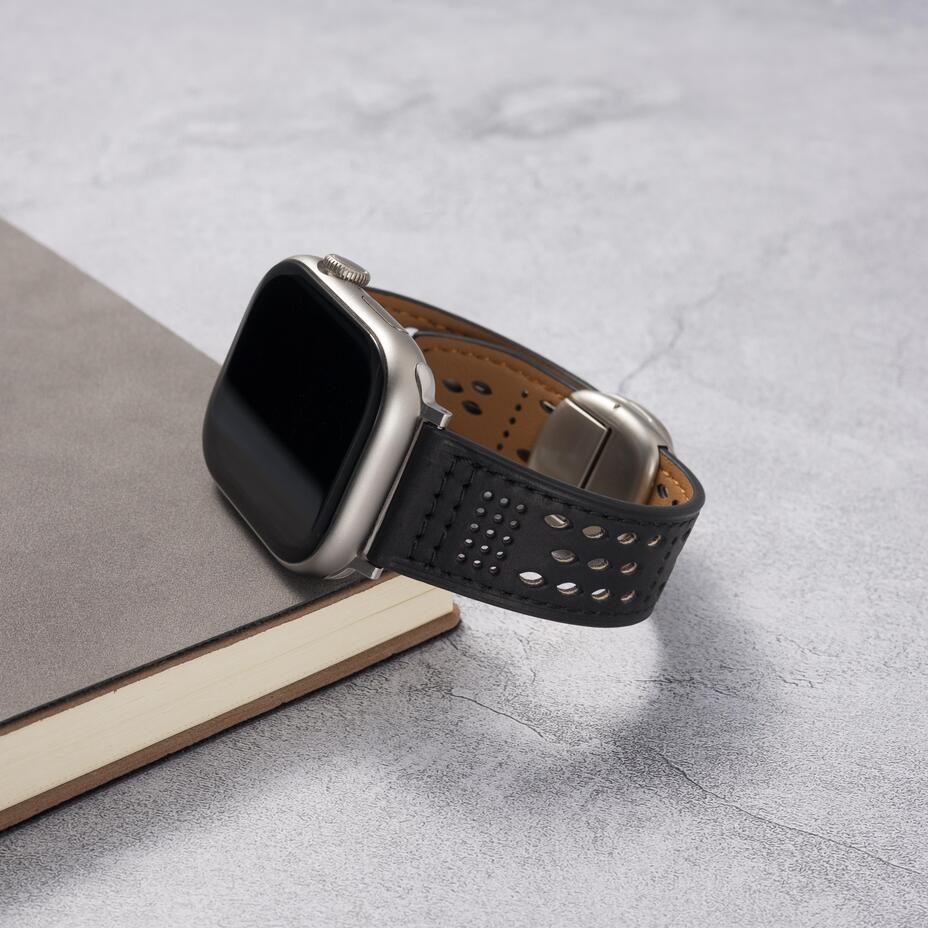Breathable Perforated Leather Strap For Apple Watch