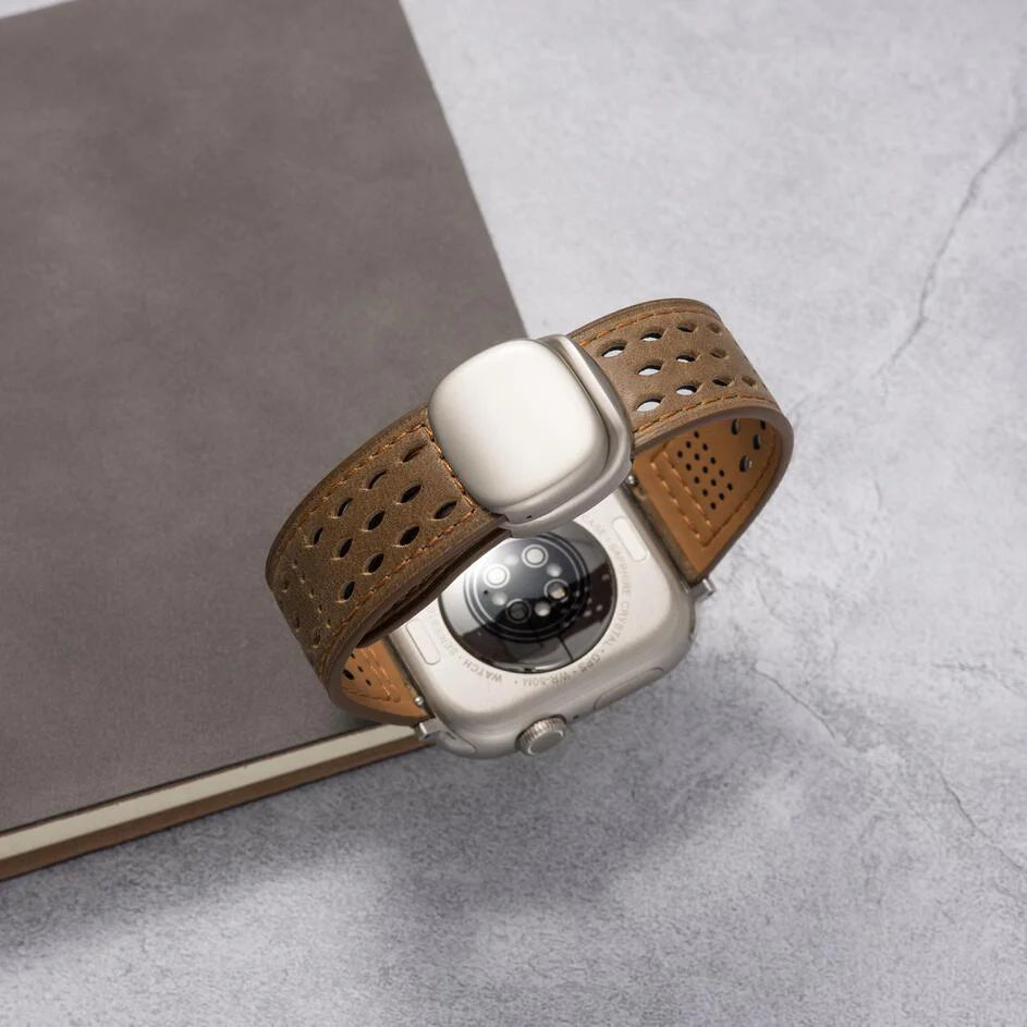 Breathable Perforated Leather Strap For Apple Watch