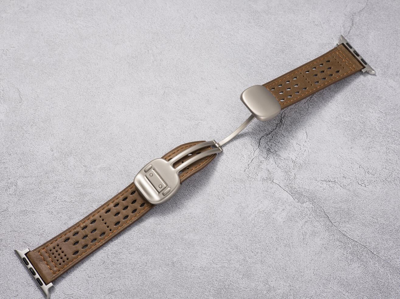 Breathable Perforated Leather Strap For Apple Watch