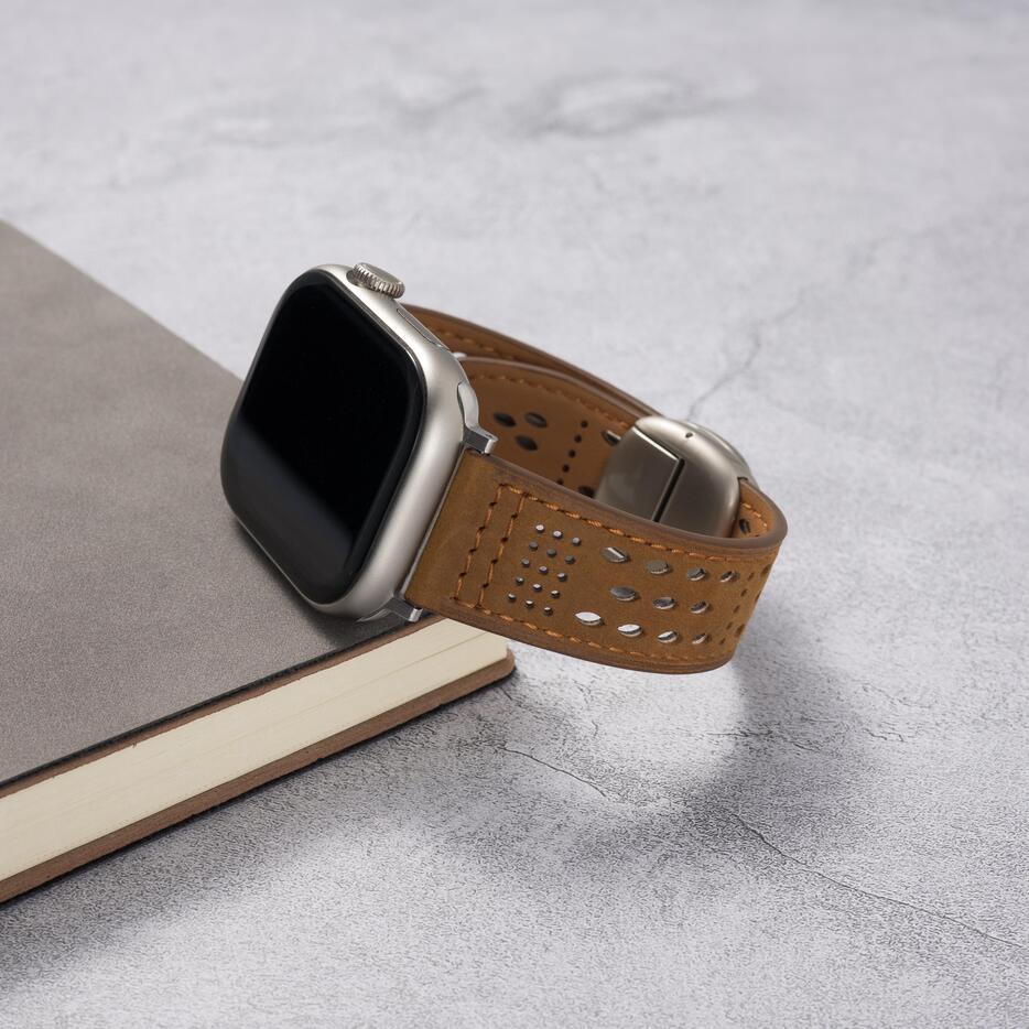 Breathable Perforated Leather Strap For Apple Watch