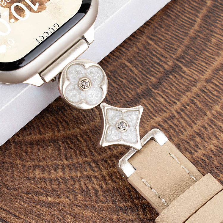 Cross Flower Leather Strap For Apple Watch