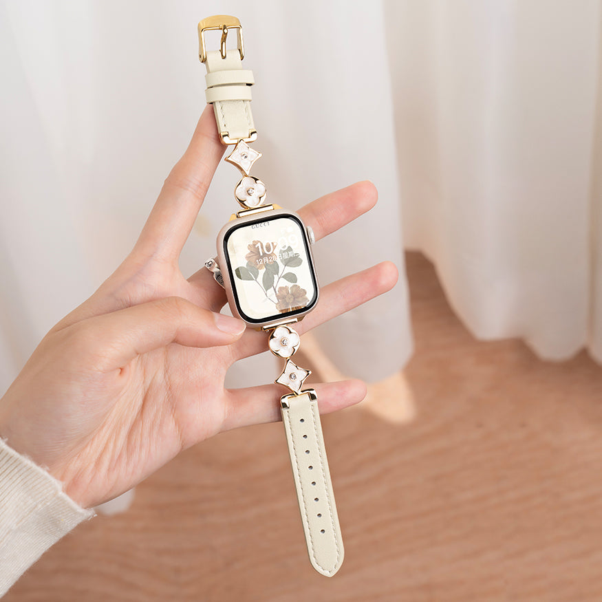 Cross Flower Leather Strap For Apple Watch