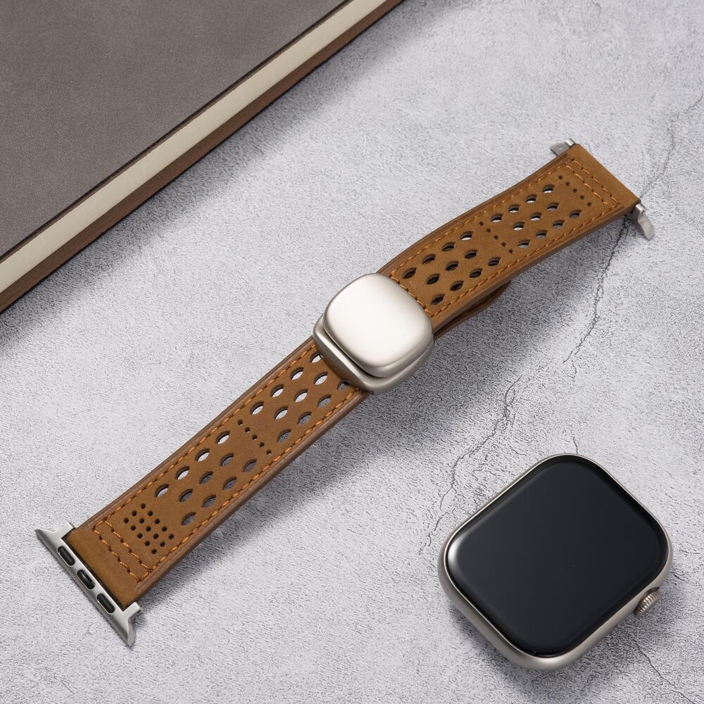 Breathable Perforated Leather Strap For Apple Watch