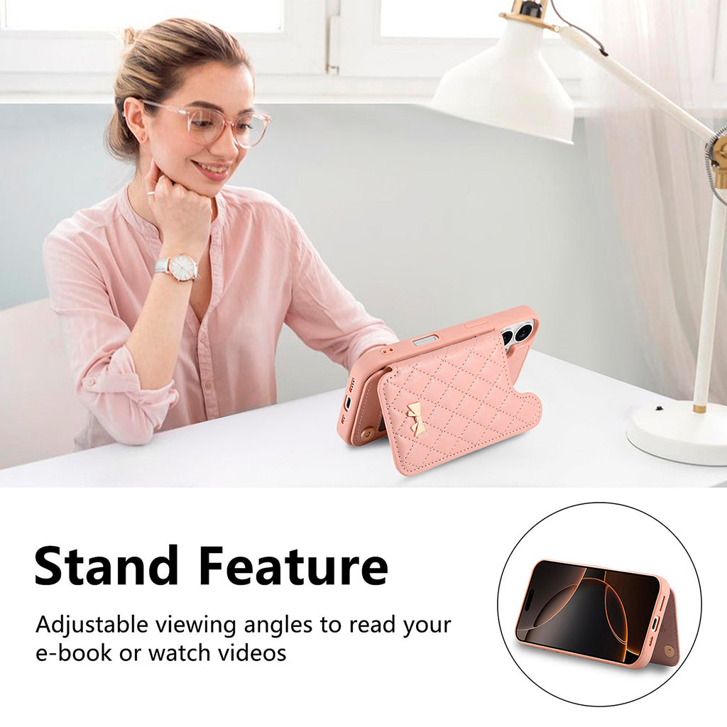 The Quilted Bow Leather Wallet Case For iPhone