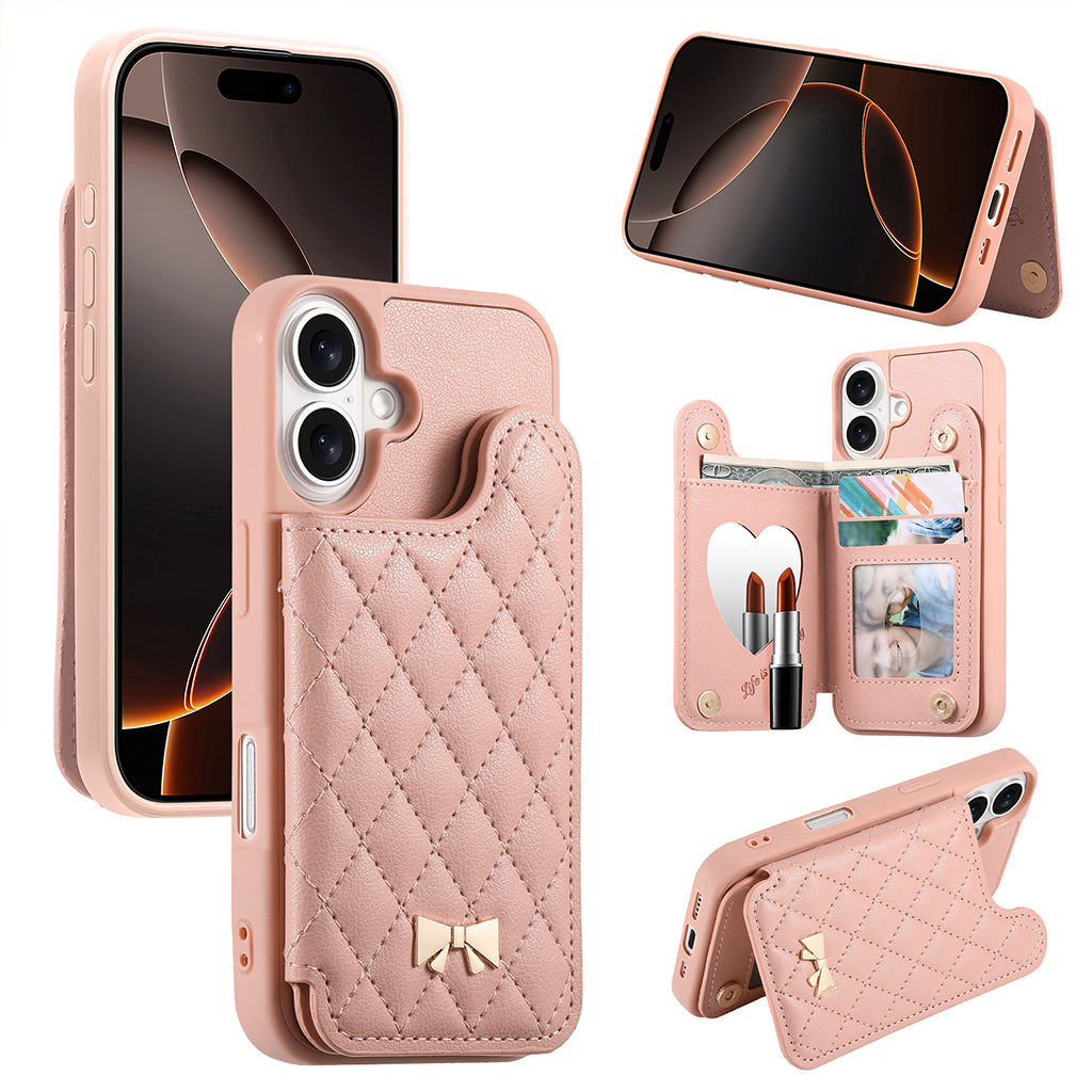 The Quilted Bow Leather Wallet Case For iPhone
