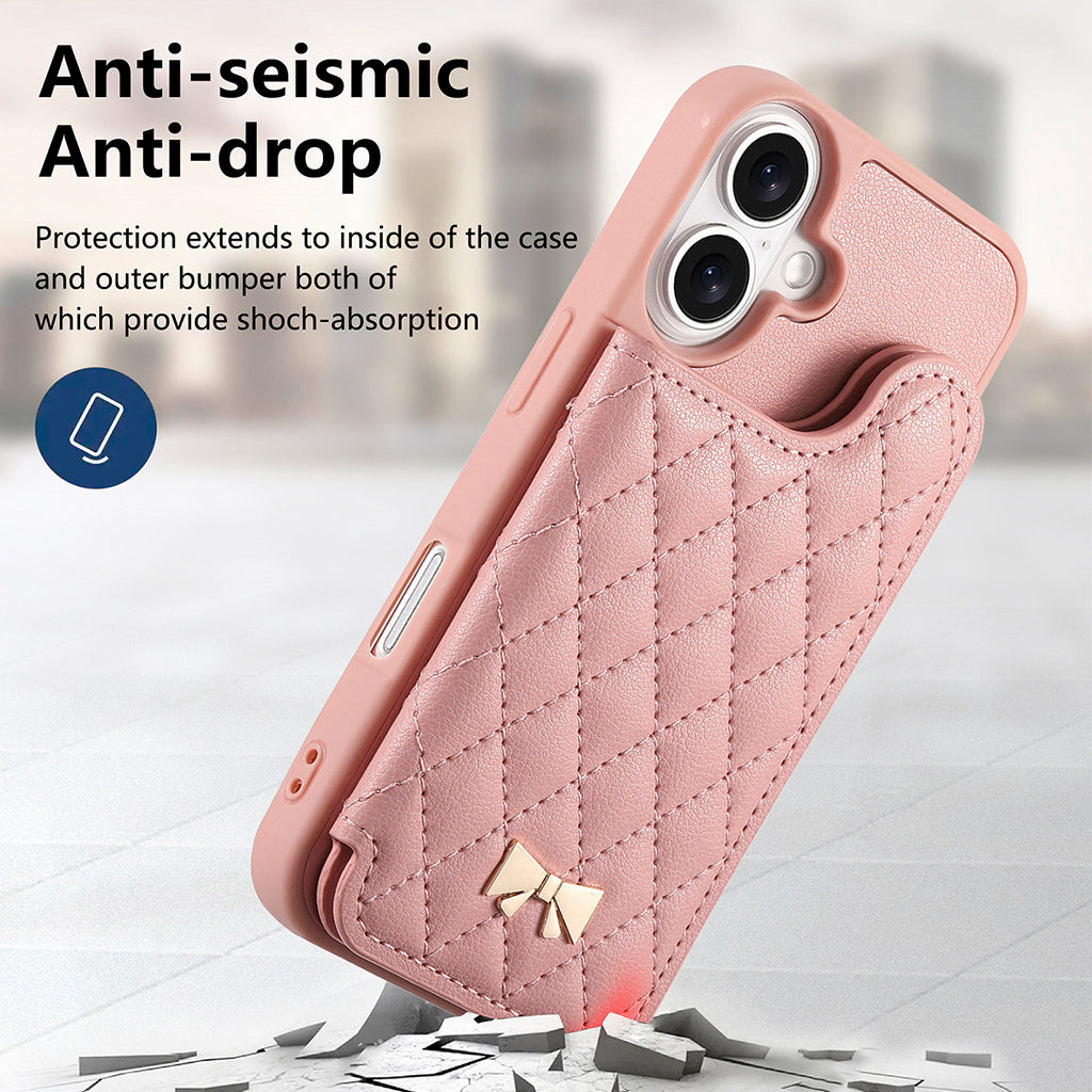 The Quilted Bow Leather Wallet Case For iPhone