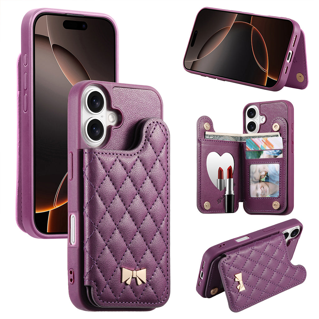 The Quilted Bow Leather Wallet Case For iPhone