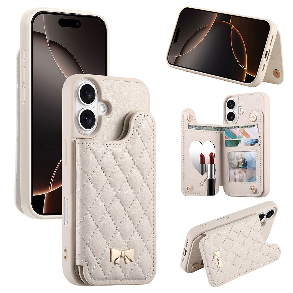 The Quilted Bow Leather Wallet Case For iPhone