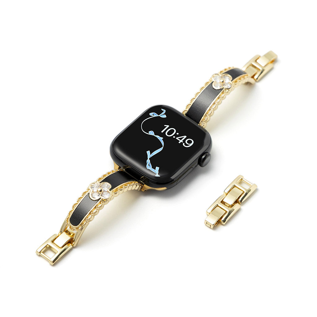 The Lucky Bloom Crystal Leather Bracelet For Apple Watch
