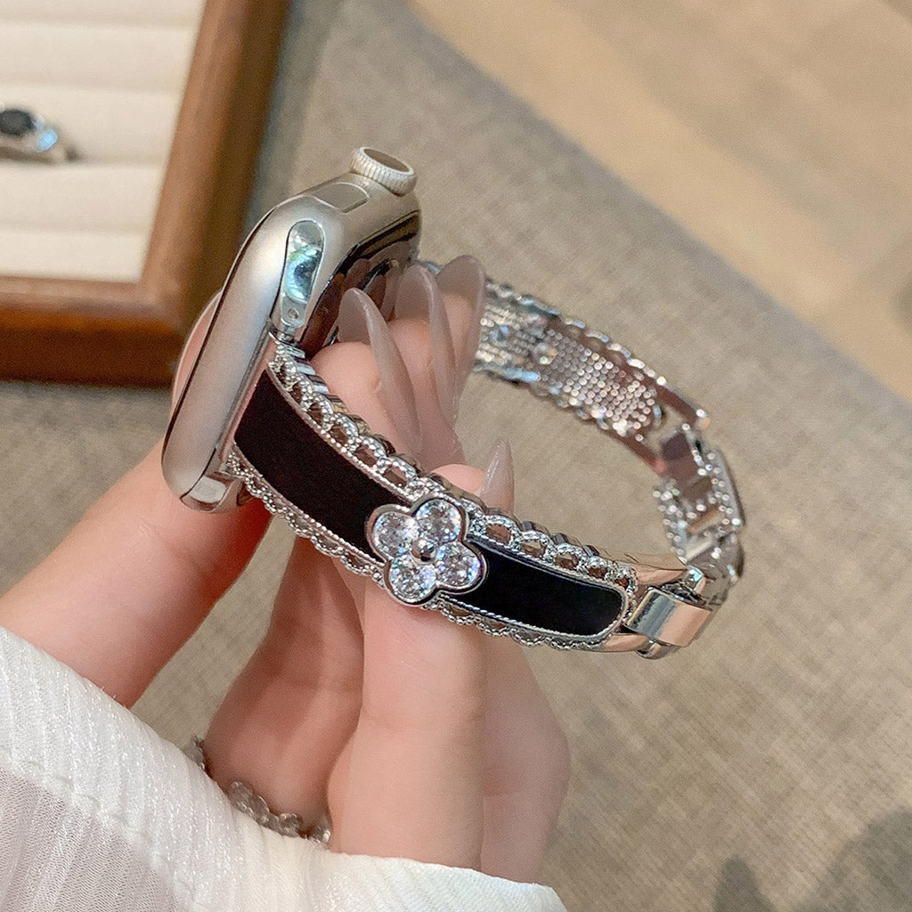 The Lucky Bloom Crystal Leather Bracelet For Apple Watch