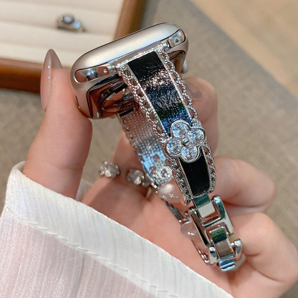 The Lucky Bloom Crystal Leather Bracelet For Apple Watch