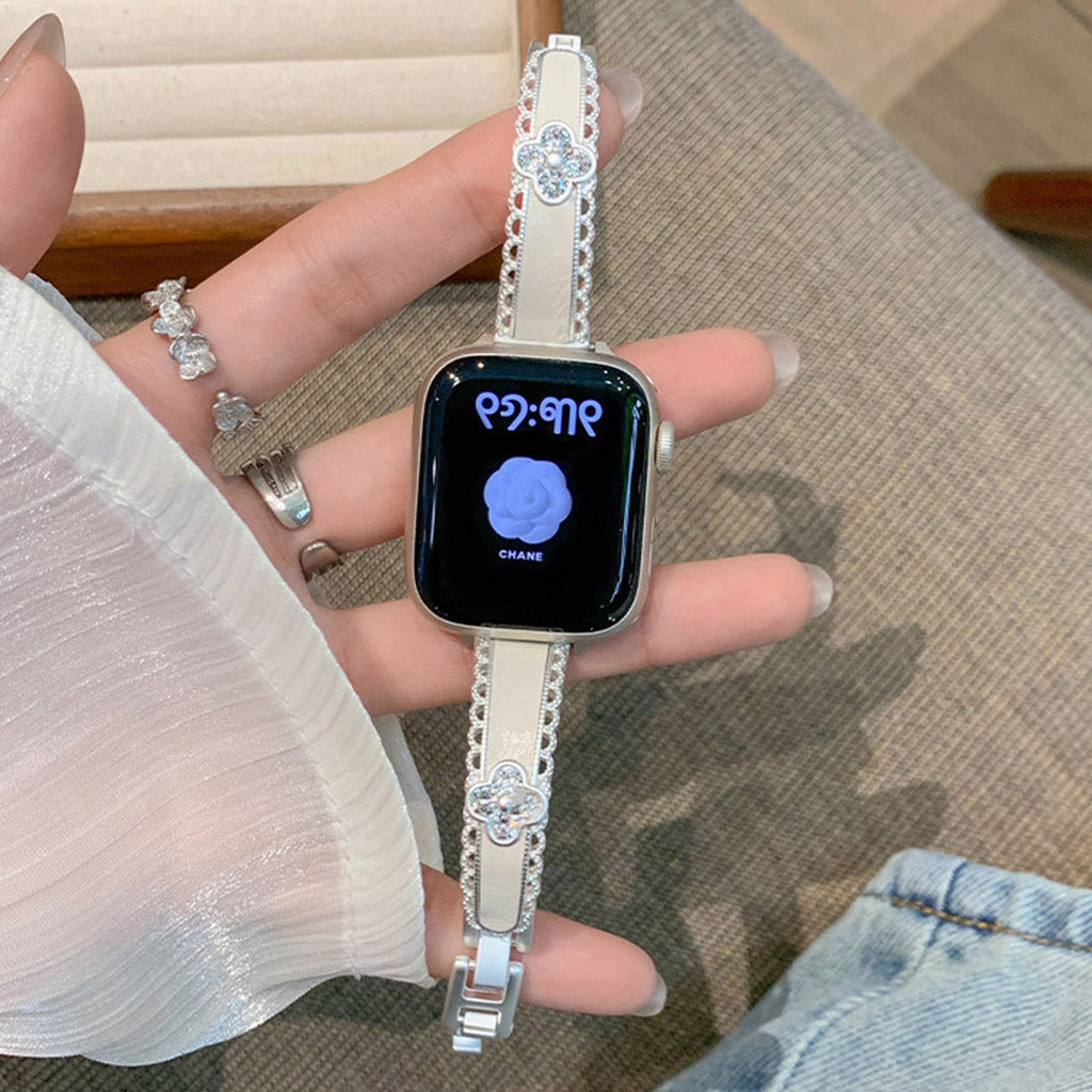 The Lucky Bloom Crystal Leather Bracelet For Apple Watch