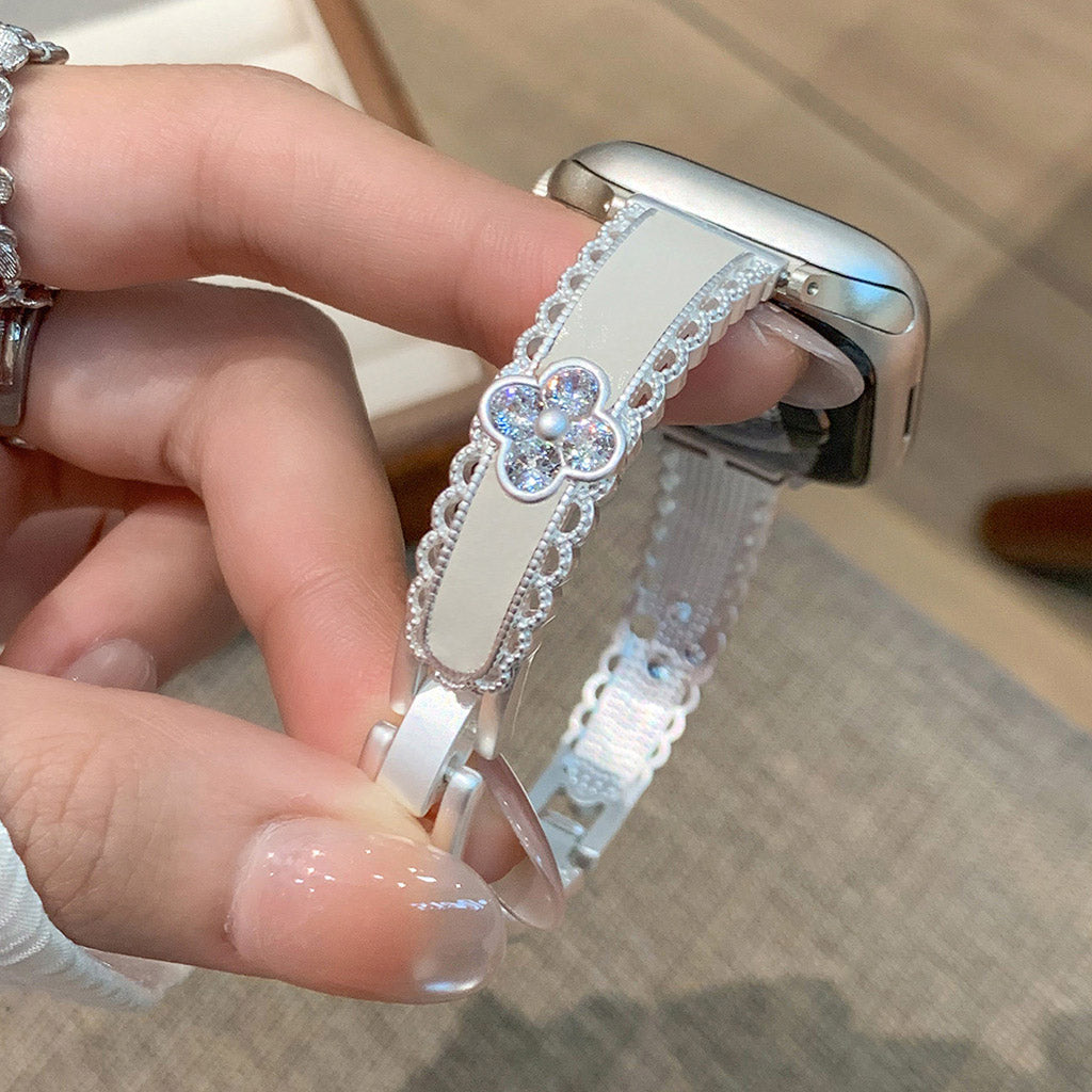 The Lucky Bloom Crystal Leather Bracelet For Apple Watch