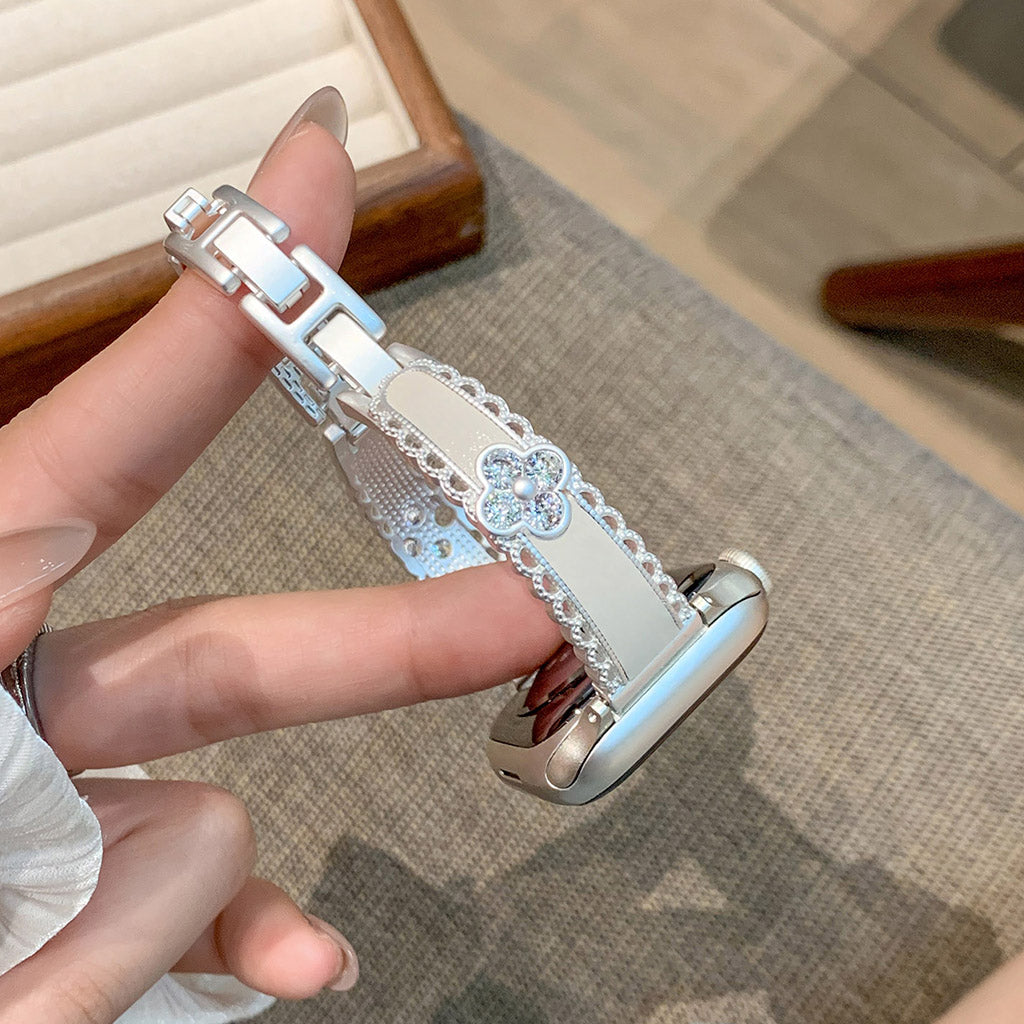 The Lucky Bloom Crystal Leather Bracelet For Apple Watch