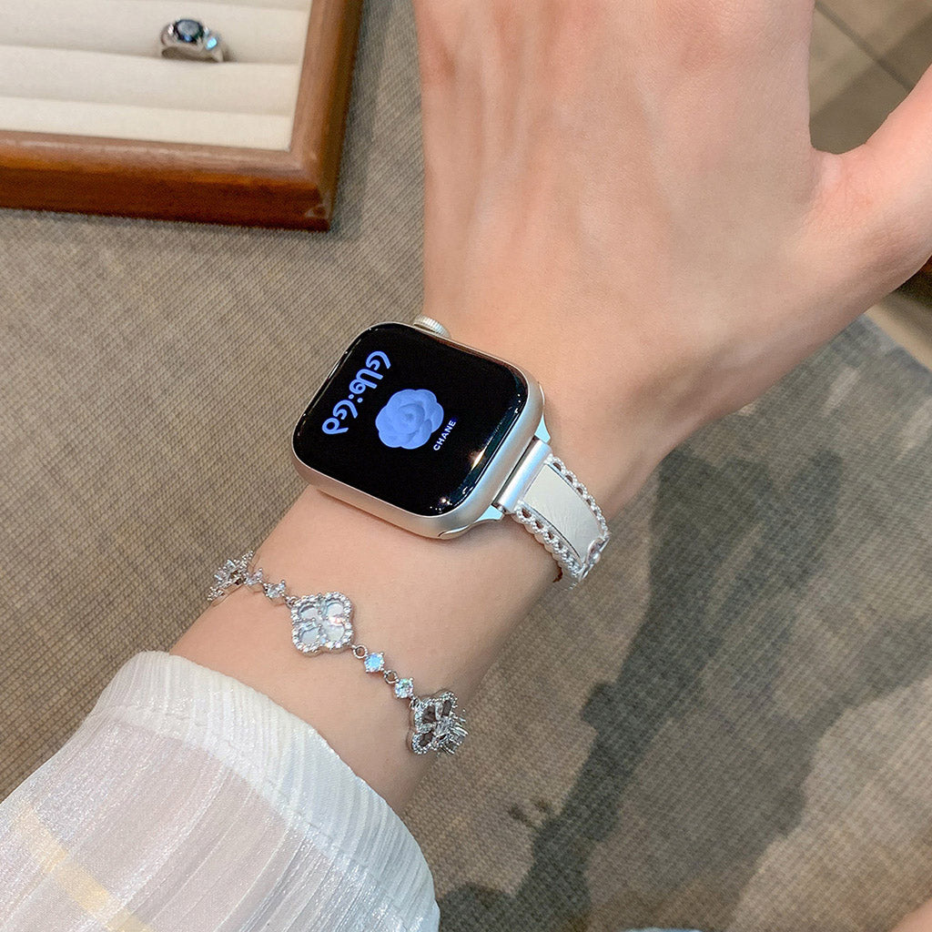 The Lucky Bloom Crystal Leather Bracelet For Apple Watch