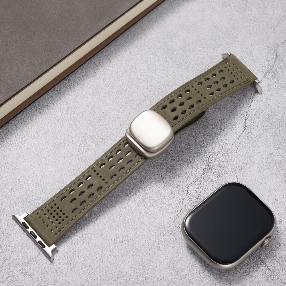 Breathable Perforated Leather Strap For Apple Watch