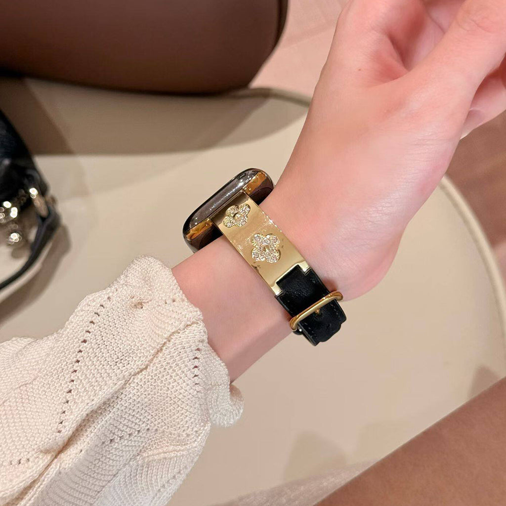 The Royal Flora Silk Leather Strap For Apple Watch