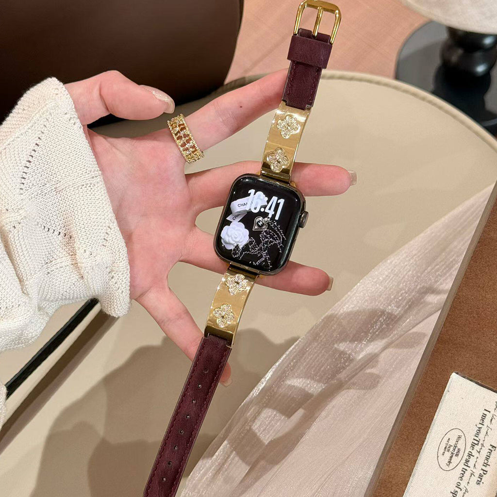 The Royal Flora Silk Leather Strap For Apple Watch