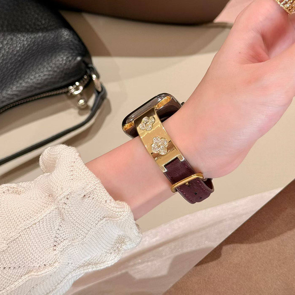 The Royal Flora Silk Leather Strap For Apple Watch