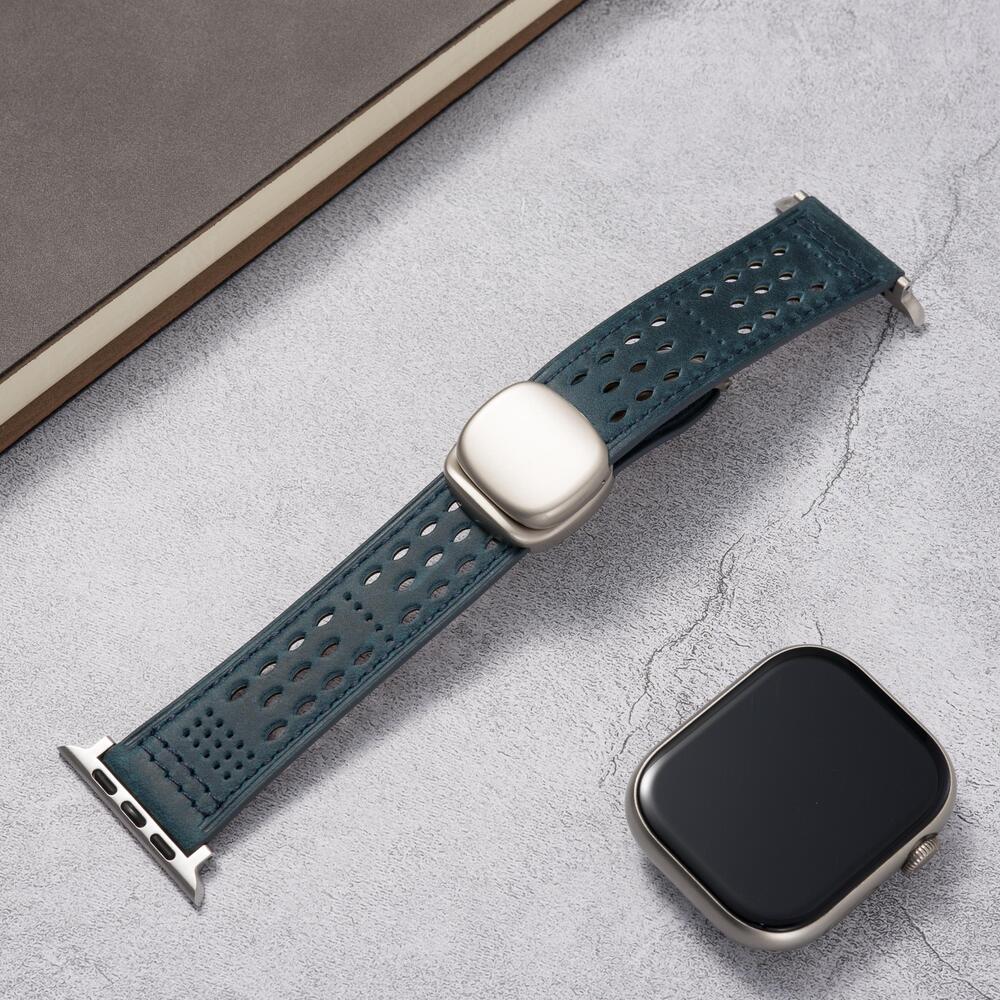Breathable Perforated Leather Strap For Apple Watch