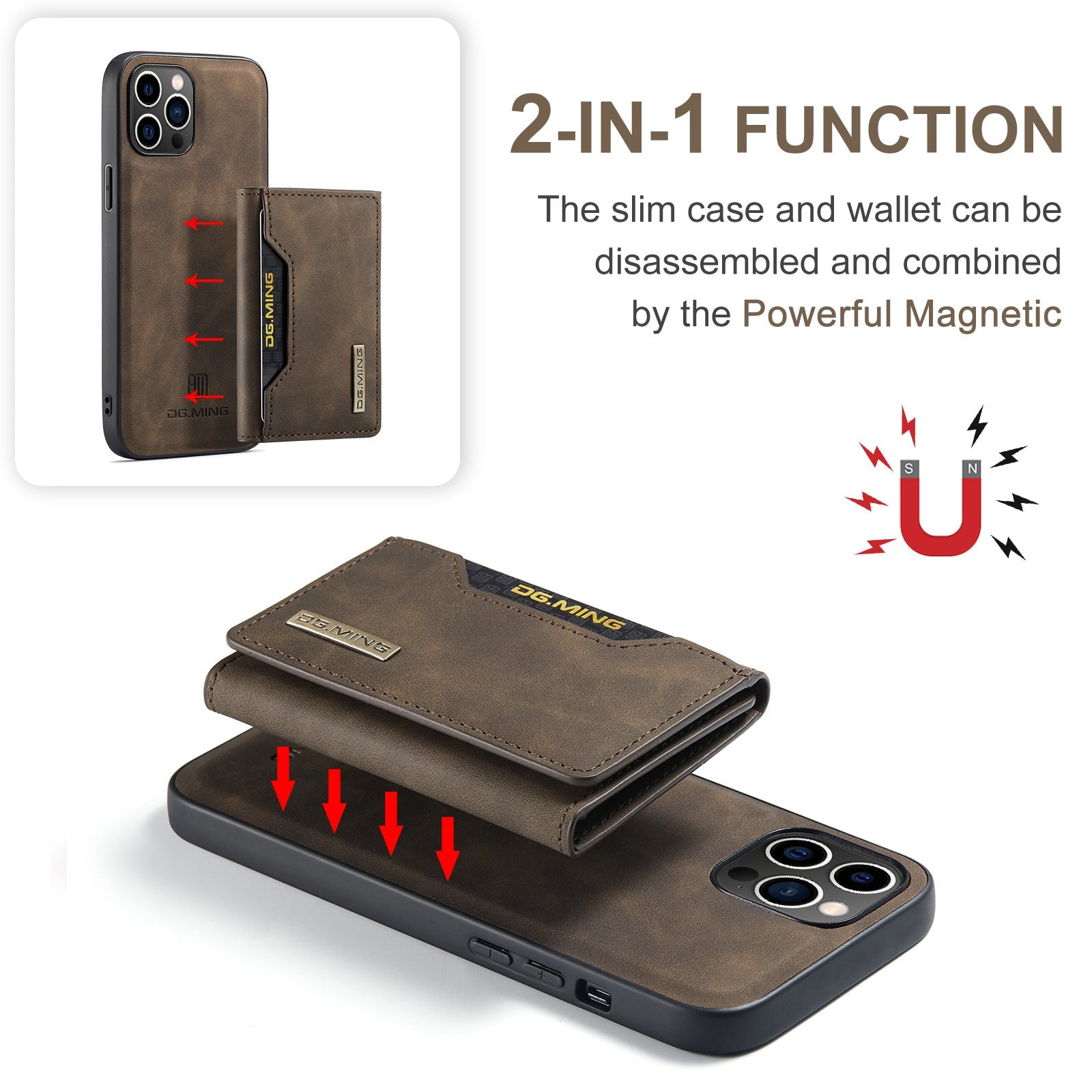 Dual-function Detachable Wallet Back Cover For iPhone