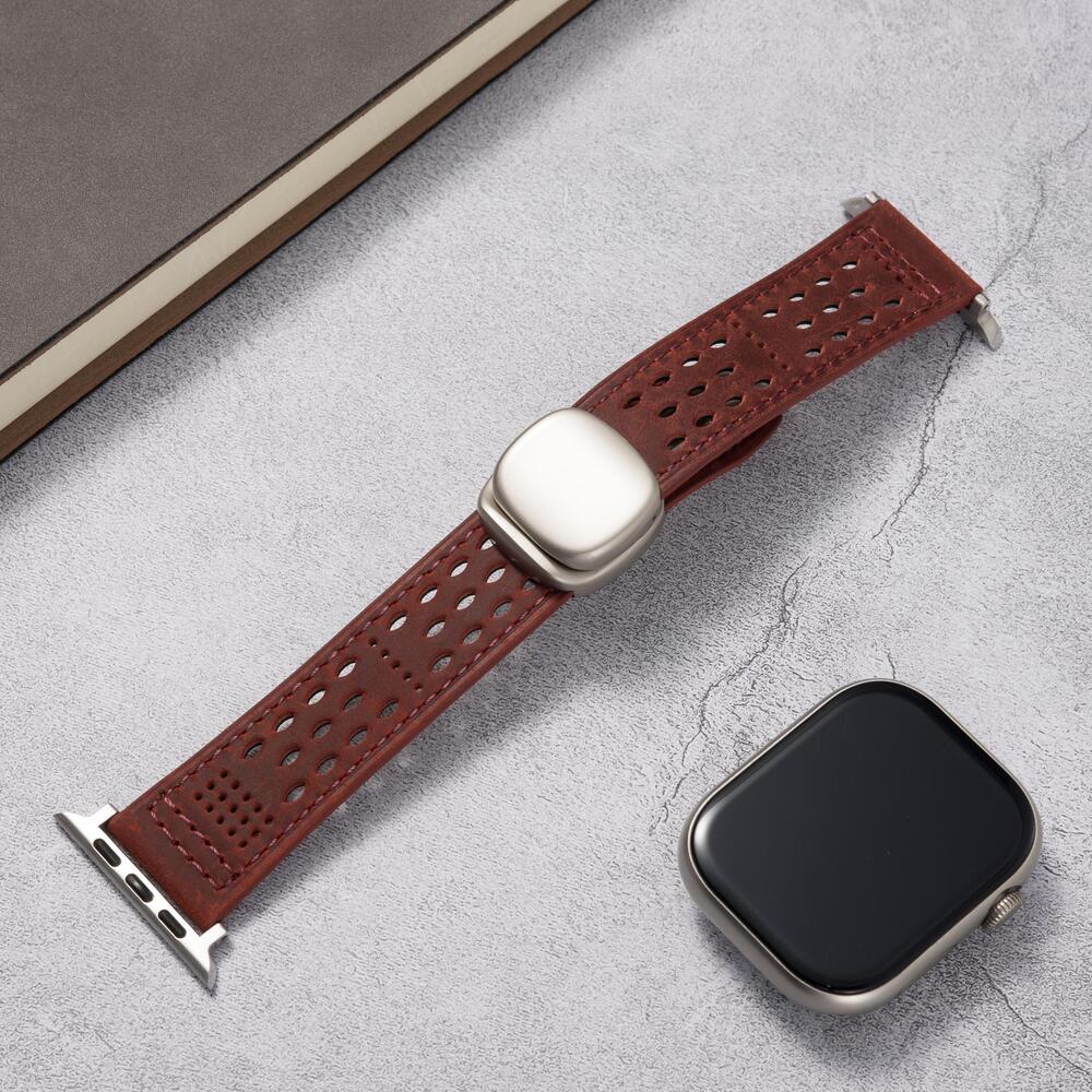 Breathable Perforated Leather Strap For Apple Watch