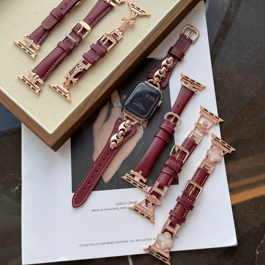 Rose Fire Leather Strap