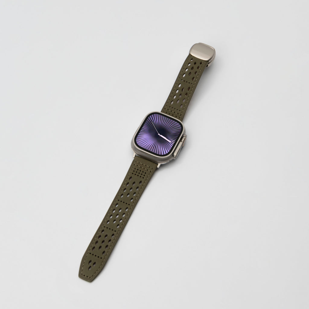 Breathable Perforated Leather Strap For Apple Watch