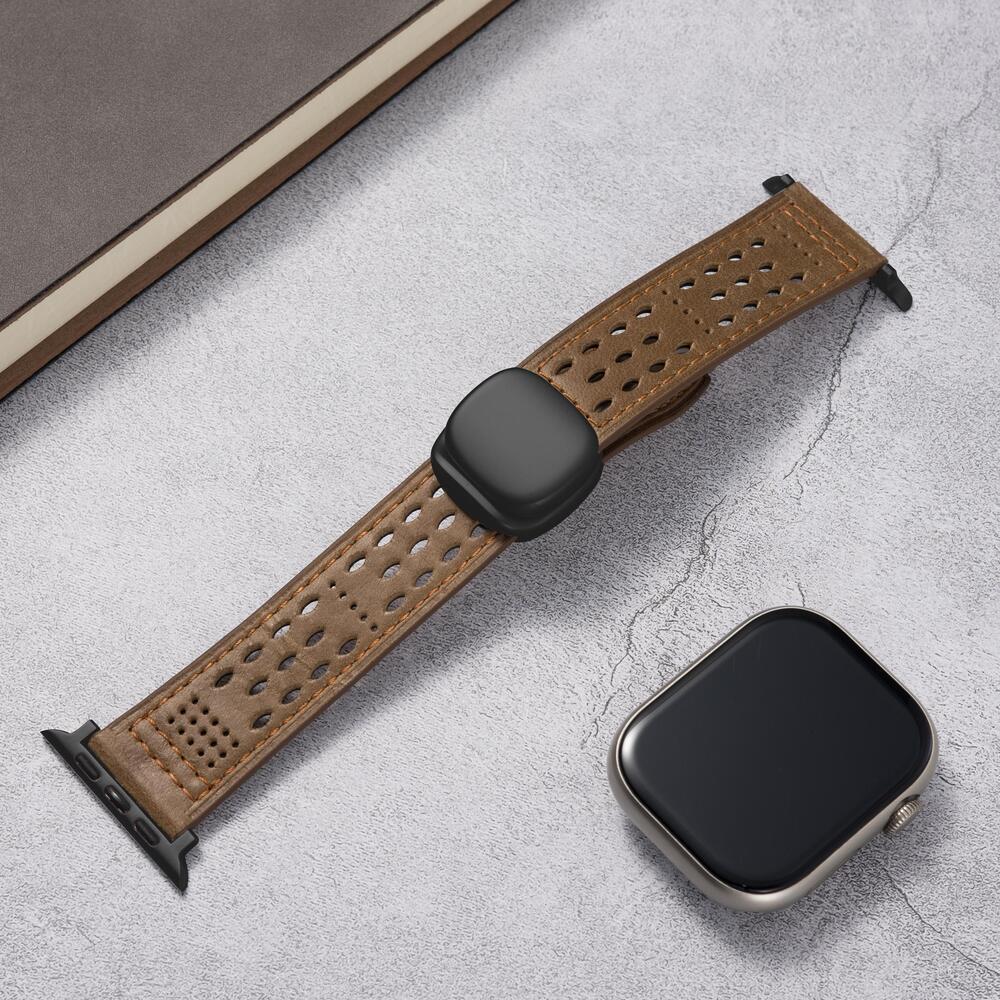 Breathable Perforated Leather Strap For Apple Watch