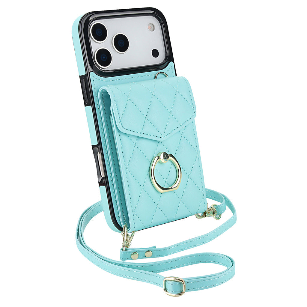 Quilted Genuine Leather Kickstand Case For iPhone