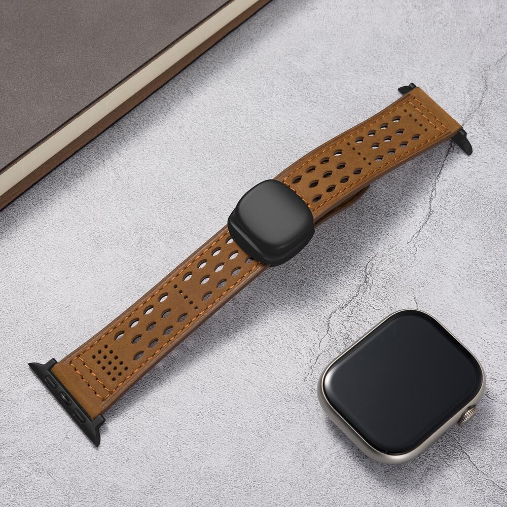 Breathable Perforated Leather Strap For Apple Watch