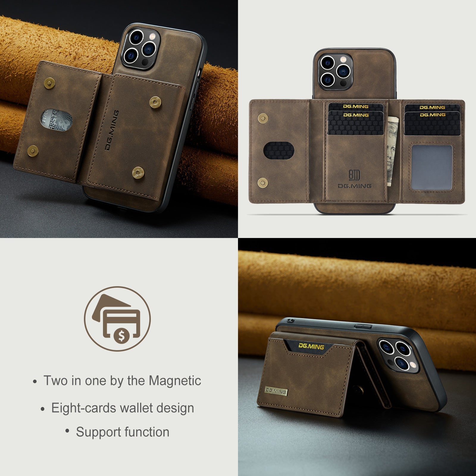Dual-function Detachable Wallet Back Cover For iPhone