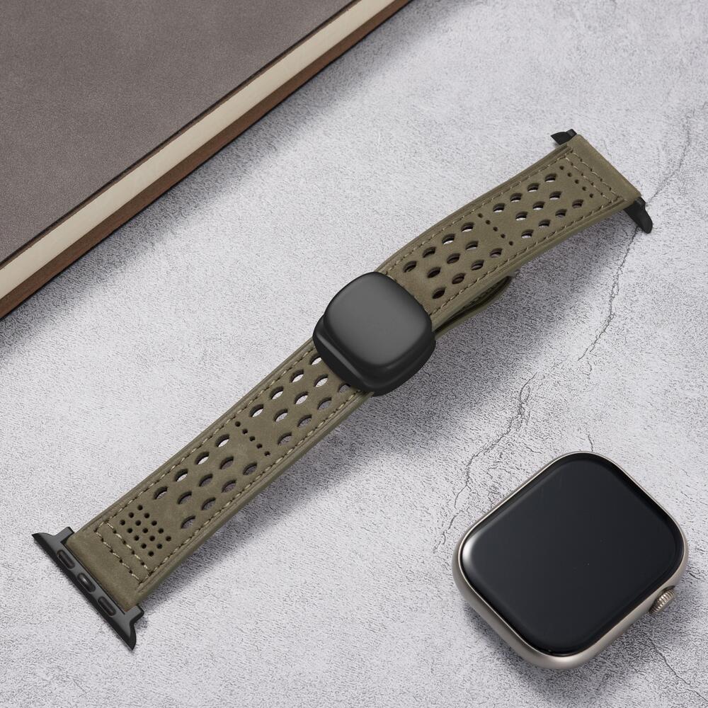 Breathable Perforated Leather Strap For Apple Watch