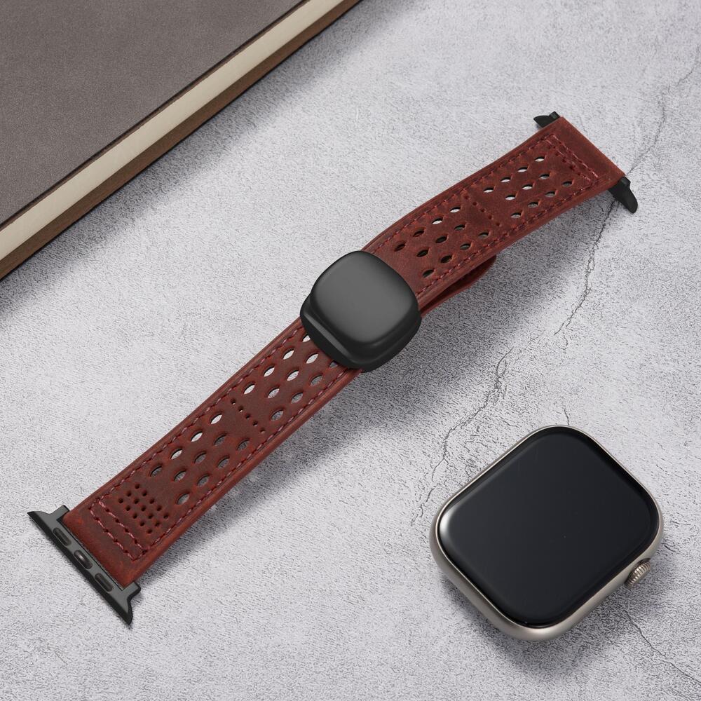 Breathable Perforated Leather Strap For Apple Watch