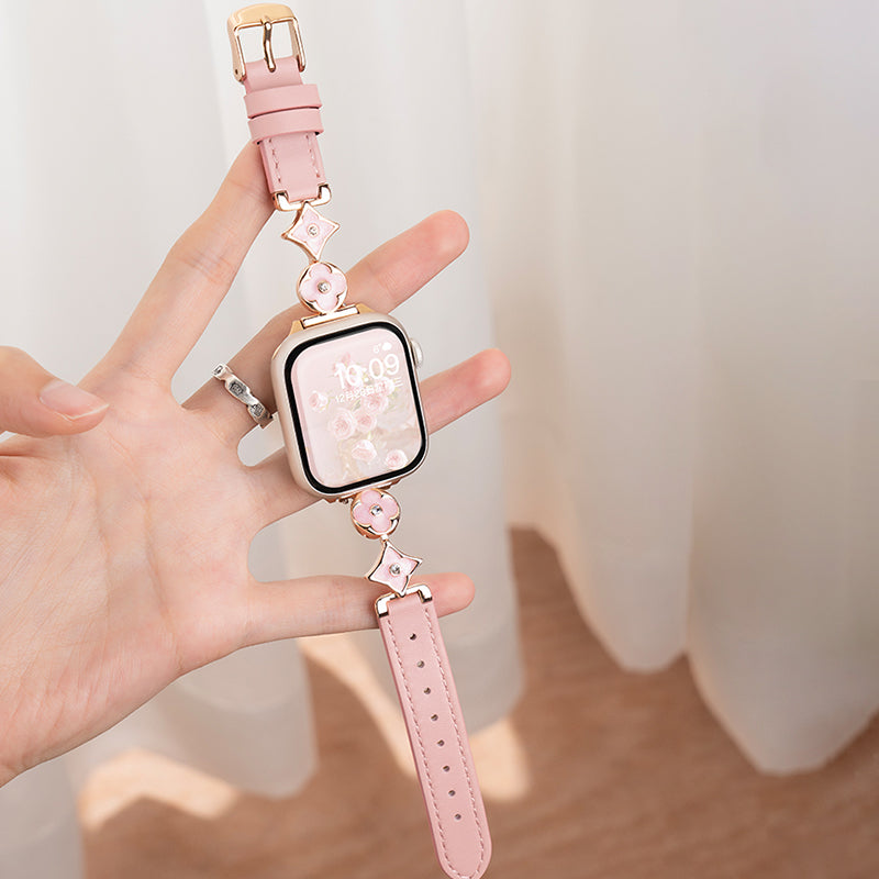 Cross Flower Leather Strap For Apple Watch