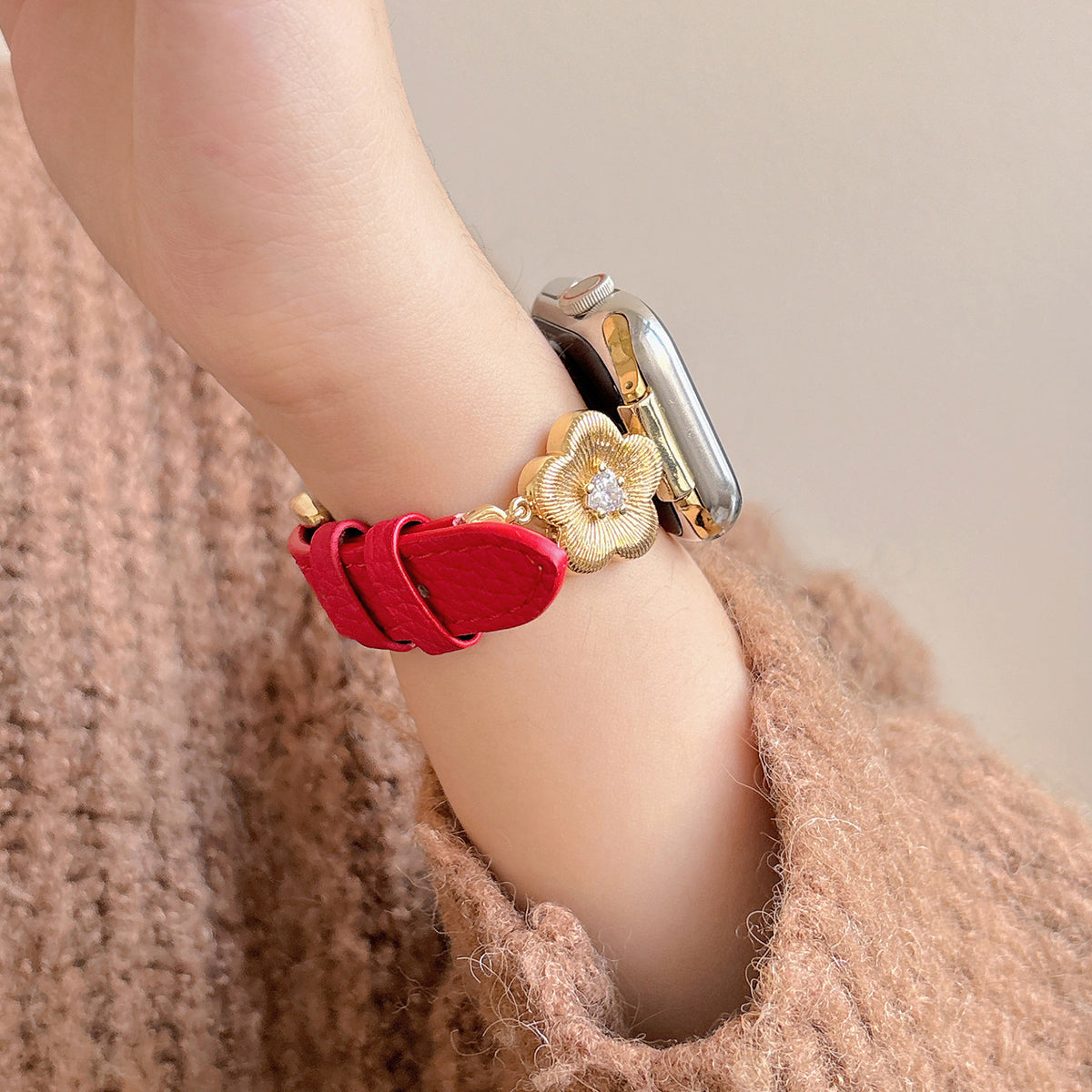 Sparkling Petal Leather Bracelet For Apple Watch