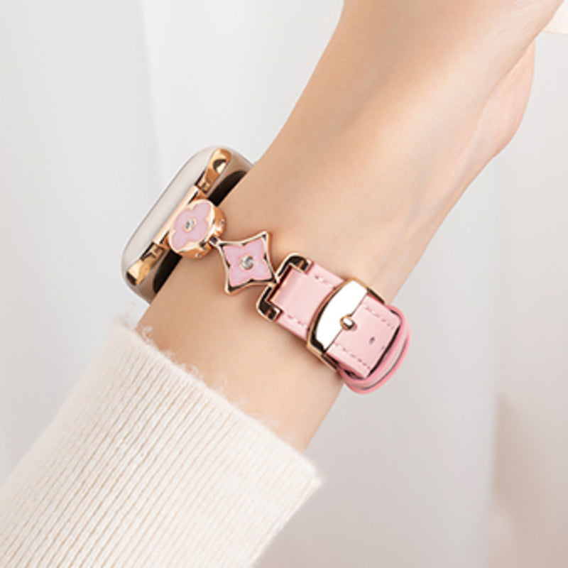 Cross Flower Leather Strap For Apple Watch