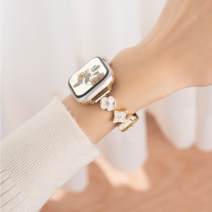 Cross Flower Leather Strap For Apple Watch