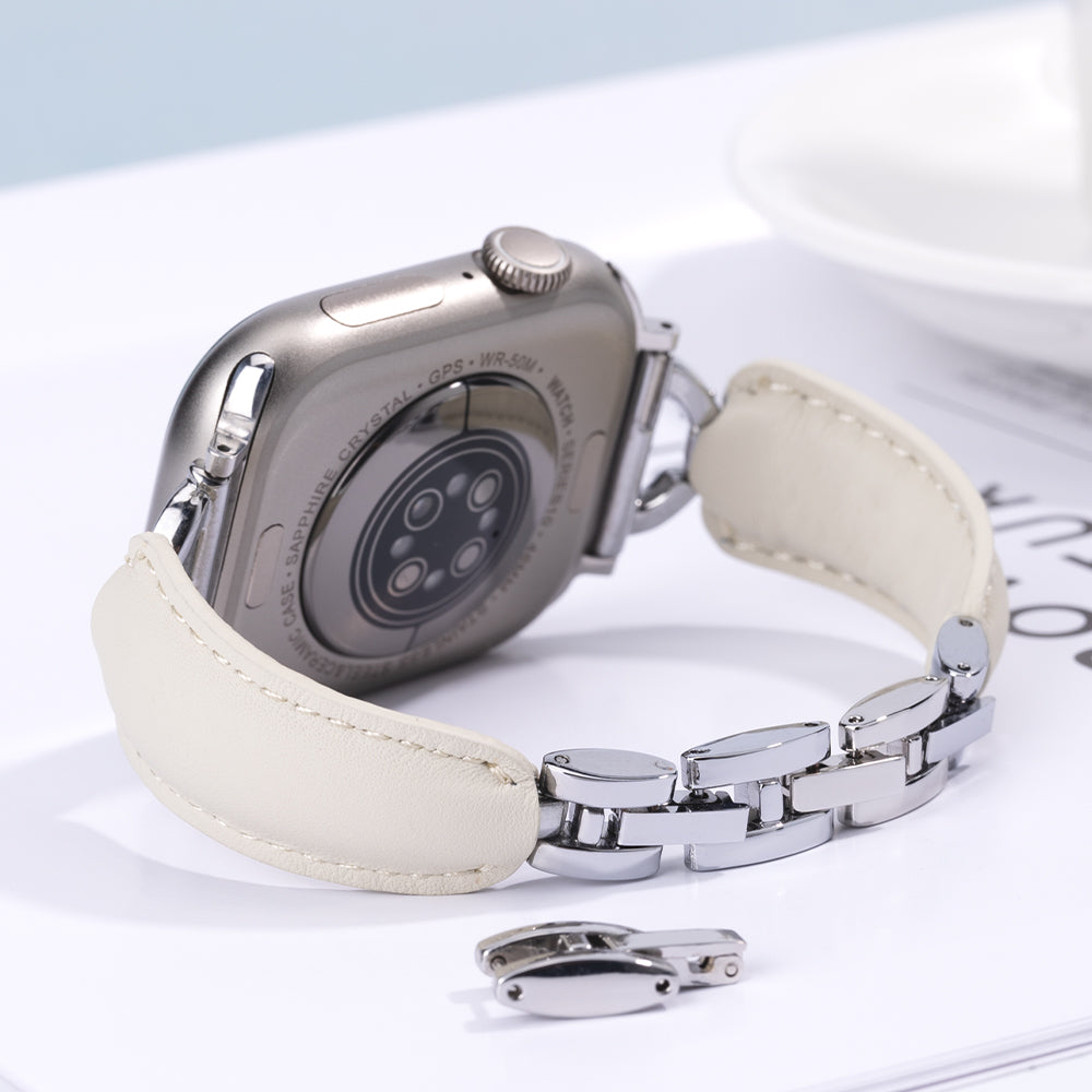 Leather Ring Buckle Band For Apple Watch
