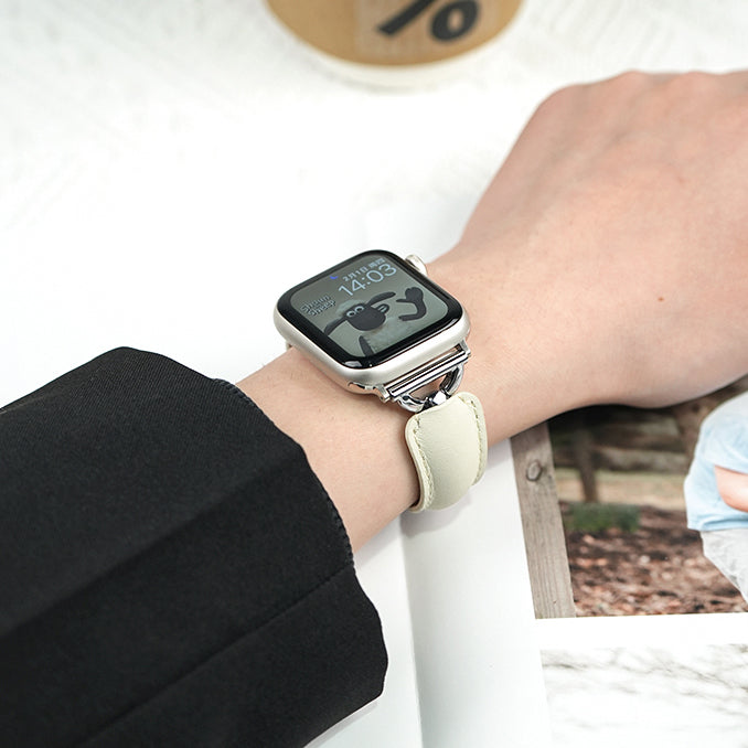 Leather Ring Buckle Band For Apple Watch