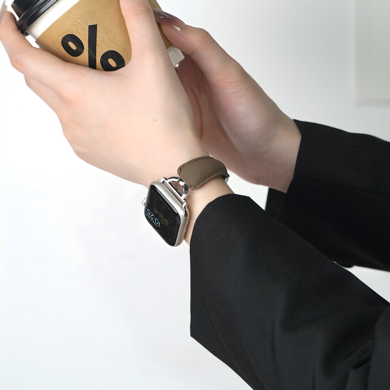 Leather Ring Buckle Band For Apple Watch