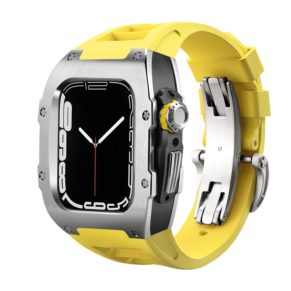 RM Series Fluoro Rubber Band Stainless Steel Case Retrofit Kit For Apple Watch