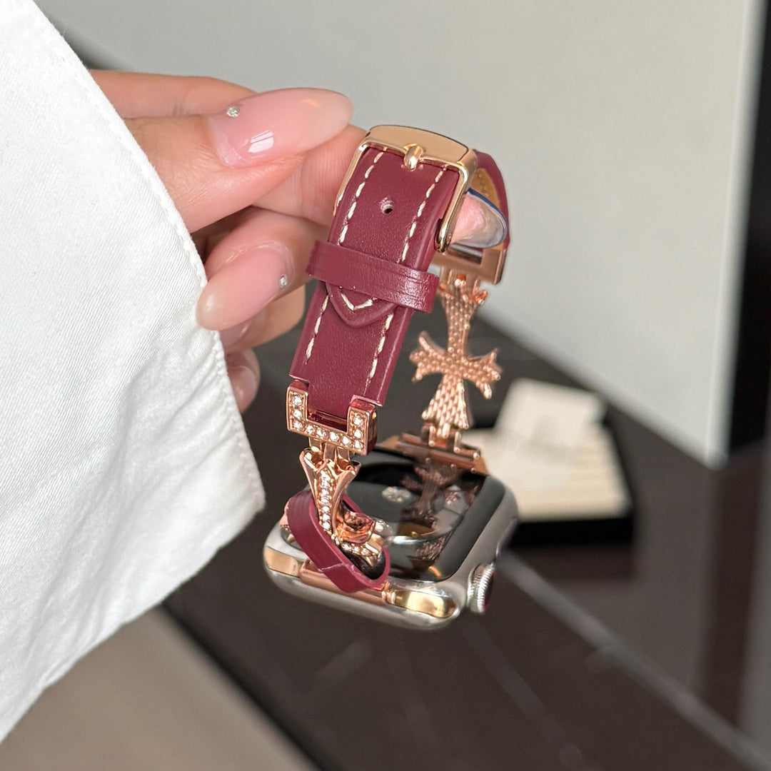 Rose Fire Leather Strap