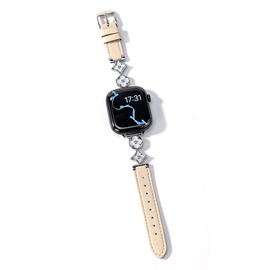 Cross Flower Leather Strap For Apple Watch