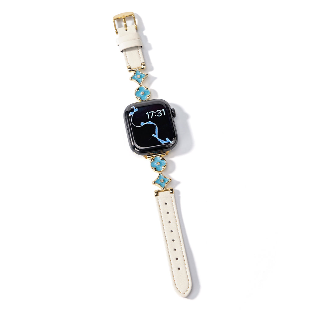 Cross Flower Leather Strap For Apple Watch