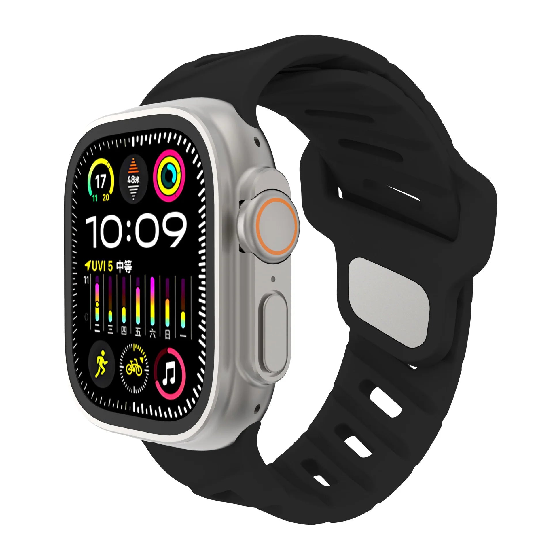 Slanted hole silicone sports strap For Apple Watch