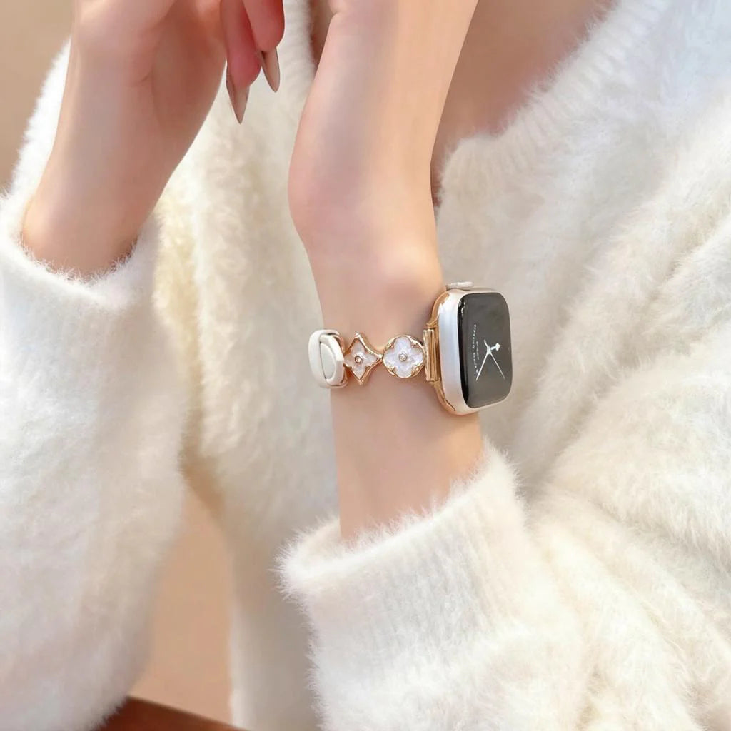 Cross Flower Leather Strap For Apple Watch