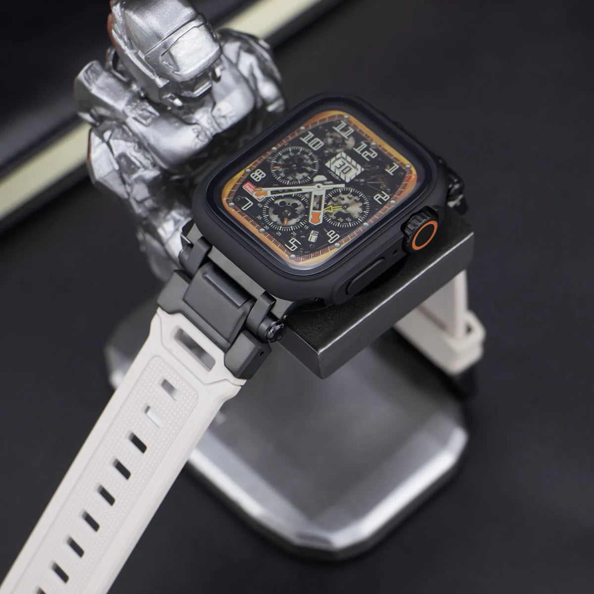 Explorer Tactical Fluoro Rubber Strape+Metal Ultra Case For Apple Watch 9 8 7 6 5 4 SE